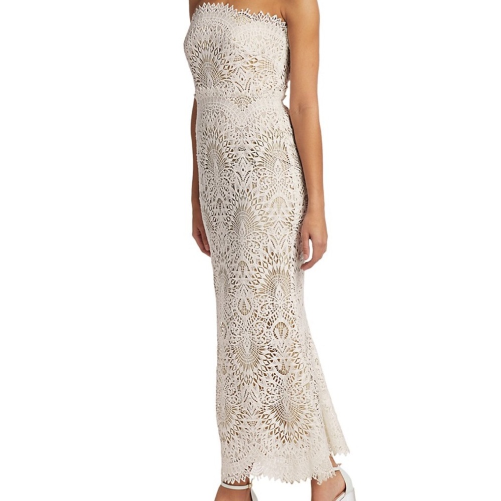 Badgley Mischka Strapless Lace Dress
